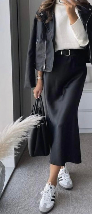 دامن ساتن Black Satin Skirt