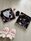 بلوز شلوار ساتن طرح پروانه Black pink