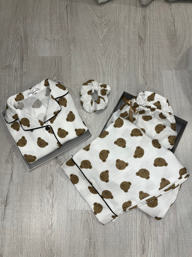 بلوز شلوار موسلین طرح تدی 🧸